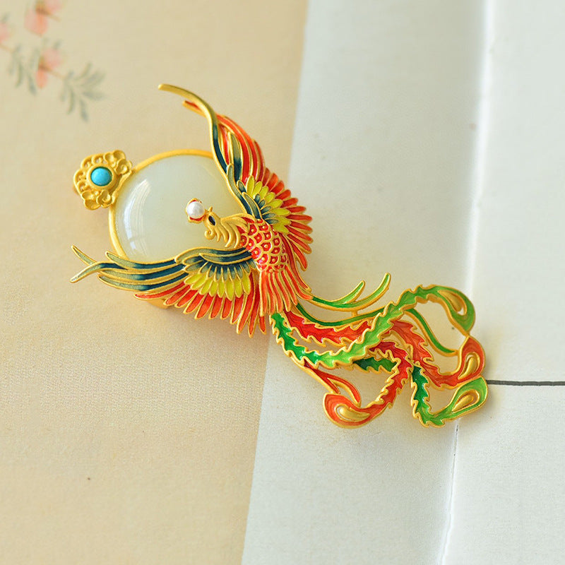 Elegant Phoenix Brooch - Prosperity and Harmony Feng Shui Amulet