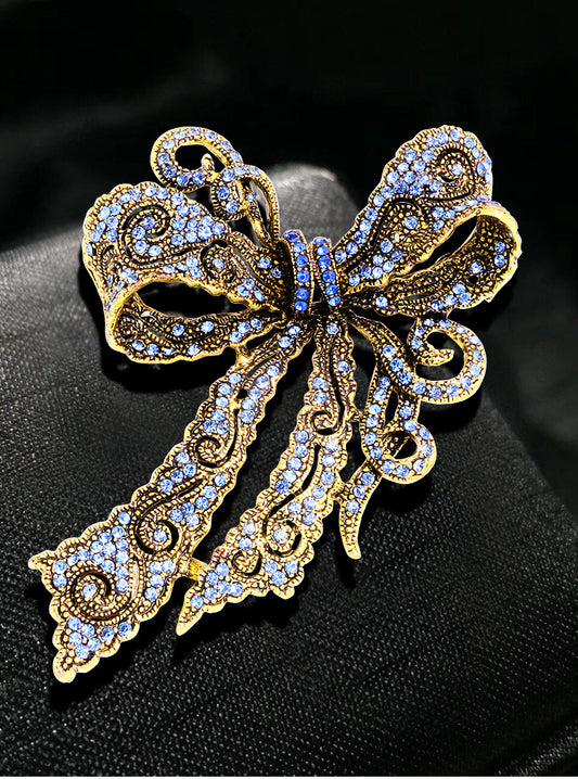 Luxury Blue Crystal Butterfly Pin - Feng Shui Amulet for Success & Beauty