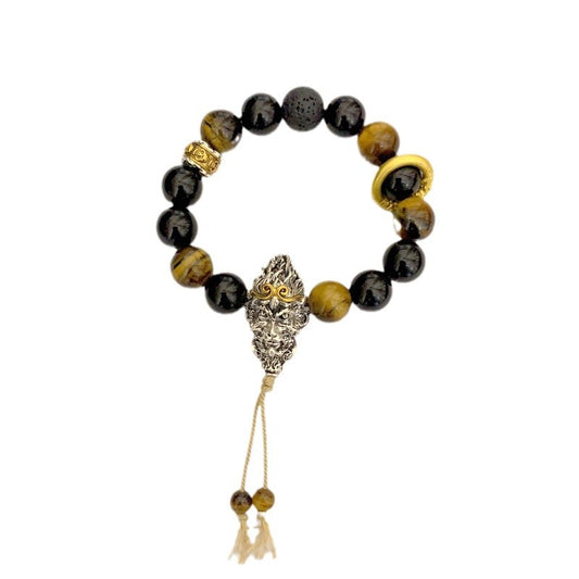 Black Myth Wukong Tiger Eye Bracelet, Feng Shui Amulet for Strength, Protection, and Prosperity