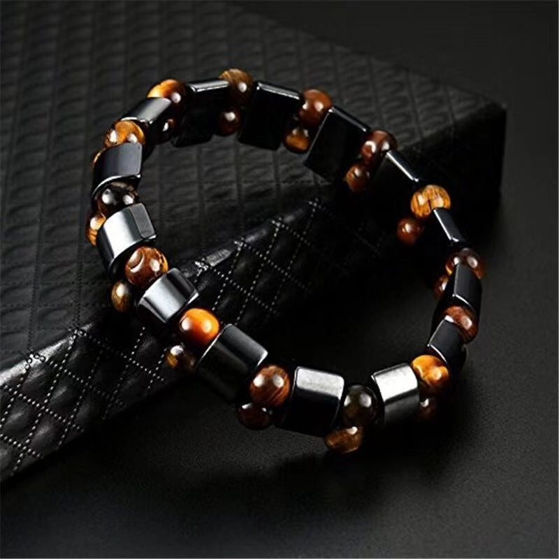 Magnetic Black Tiger Eye Bracelet, Feng Shui Amulet for Protection, Strength, and Positive Energy